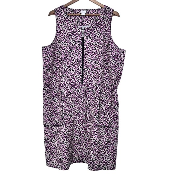 Chico's Dresses & Skirts - Chico's Zenergy Pink Leopard Printed Active Dress Pockets Summer Casual Cruise